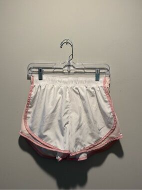 Nike White Running Shorts with Pink Trim